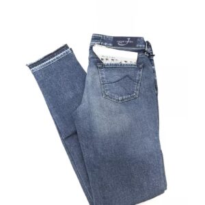 Slim 5-Pocket Jeans with Logo Details and Fringed Bottoms W31 US Women