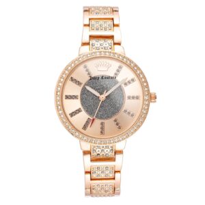 Rose Gold Metal Fashion Watch with Rhine Stone Facing One Size Women