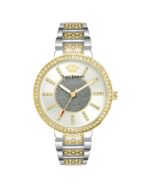 Silver Analog Fashion Watch with Rhinestone Facing One Size Women