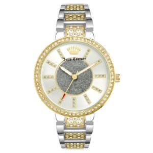 Silver Analog Fashion Watch with Rhinestone Facing One Size Women