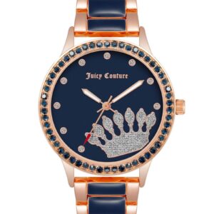 Rose Gold Analog Fashion Watch with Rhinestone Detail One Size Women