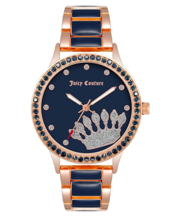 Rose Gold Analog Fashion Watch with Rhinestone Detail One Size Women