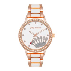 Rose Gold Analog Fashion Watch with Rhine Stone Detail One Size Women