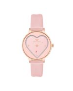 Rose Gold Rhinestone Fashion Watch with Leatherette Strap One Size Women