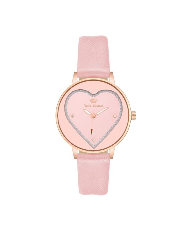 Rose Gold Rhinestone Fashion Watch with Leatherette Strap One Size Women