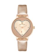 Rose Gold Rhinestone Fashion Analog Watch with Leatherette Strap One Size Women