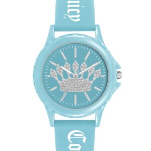 Blue Analog Fashion Watch with Rhine Stone Facing and Pin Buckle Closure One Size Women