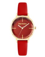 Gold Fashion Analog Quartz Womens Watch with Red Leatherette Strap One Size Women