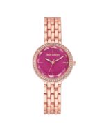 Rose Gold Metal Fashion Watch with Rhinestone Facing One Size Women