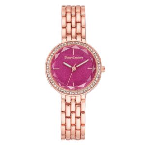 Rose Gold Metal Fashion Watch with Rhinestone Facing One Size Women