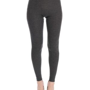 High Waist Cashmere Tights Pants with Logo Details 44 IT Women