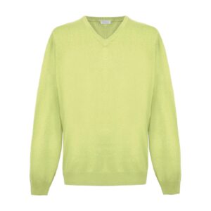 Yellow V-Neck Cashmere Sweatshirt L Men