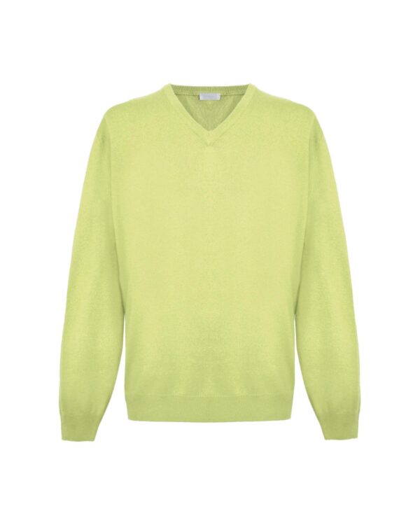 Yellow V-Neck Cashmere Sweatshirt L Men