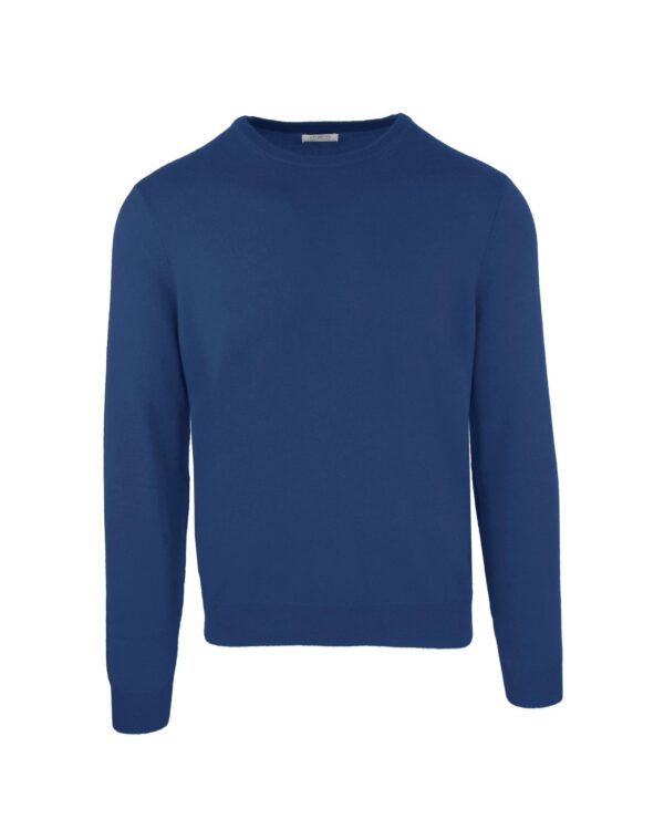 Malo Blue Round Neck Wool and Cashmere Sweater M Men