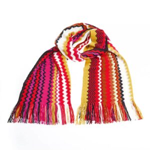 Geometric Patterned Fringed Scarf One Size Women