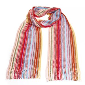 Geometric Pattern Fringed Scarf One Size Women