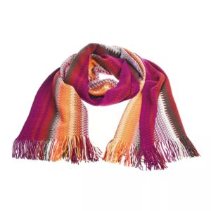 Geometric Pattern Fringed Scarf with Bright Colors One Size Men