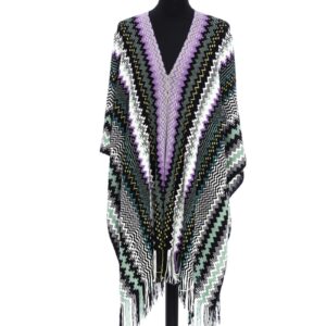 Fringed Geometric Fantasy Poncho One Size Women