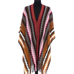 Fringed Geometric Fantasy Poncho One Size Women