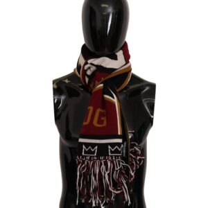 Multicolor Wool Scarf with DG King Lettering and Crown One Size Men