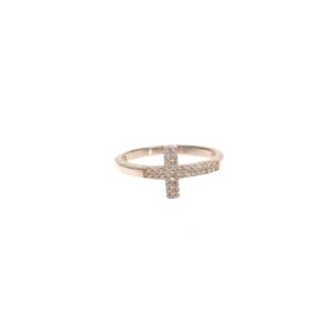 NIALAYA 925 Silver CZ Cross Ring 49 EU Women