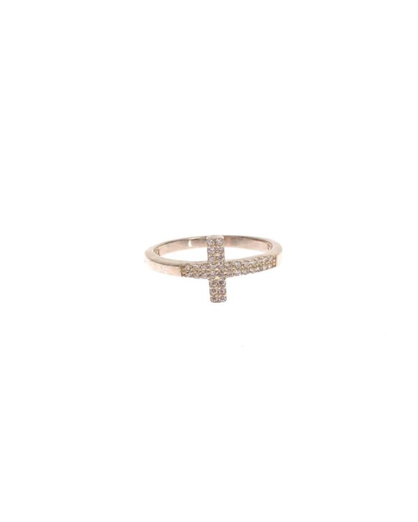 NIALAYA 925 Silver CZ Cross Ring 49 EU Women