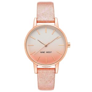 Rose Gold Fashion Quartz Watch with Leatherette Wristband One Size Women