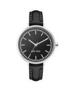 Silver Analog Rhine Stone Fashion Watch with Leatherette Strap One Size Women