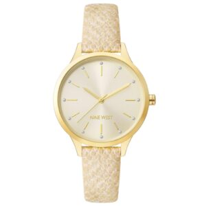 Gold Rhinestone Fashion Watch with Quartz Movement One Size Women