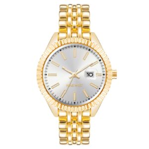 Gold Fashion Watch with Analog Display and Day/Date Functions One Size Women