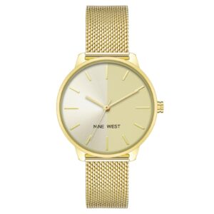 Gold Analog Bangle Watch with Dual Time Functions One Size Women