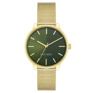 Gold Bangle Quartz Watch with Stainless Steel Mesh Wristband One Size Women