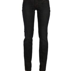 Mid Waist Slim Fit Corduroy Jeans with Logo Details W25 US Women