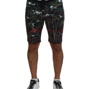 Black Volcano Print Knee Length Shorts by  44 IT Men