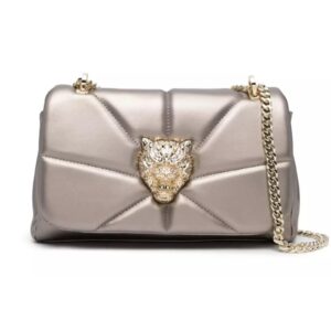 Plein Sport Shoulder Bag with Gold Hardware and Tiger Bezel One Size Women