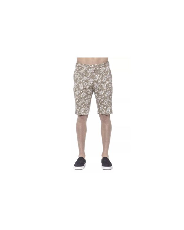 Patterned Mens Bermuda Shorts with Hook and Zip Closure W50 US Men