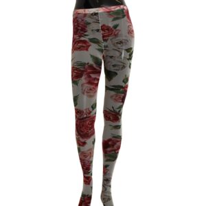 Floral Print Nylon Micro Mesh Tights M Women