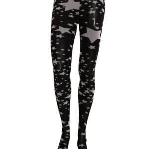 Nylon Micro Mesh Tights with All-Over Stars Print M Women