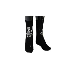 Floral Crystal Embellished Stockings Socks S Women