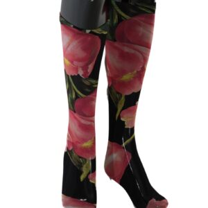 Floral Stretch Stockings with Logo Details S Women