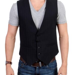 Costume National CNC Black Striped Casual Vest 48 IT Men