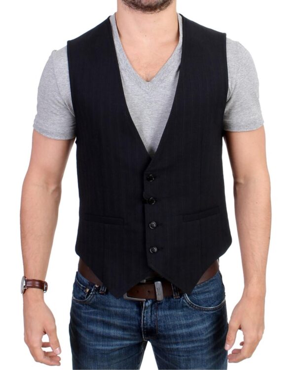 Costume National CNC Black Striped Casual Vest 48 IT Men