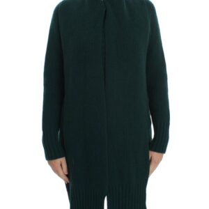 Green Cashmere Long Cardigan Sweater with Logo Details 44 IT Women