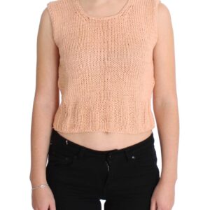 Pink Memories Sleeveless Knitted Cotton Blend Vest Sweater One Size Women