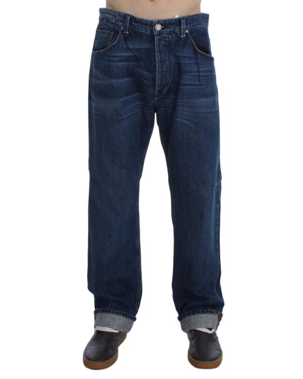 Baggy Loose Blue Wash Jeans with Logo Details by ACHT W34 US Men