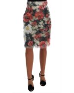 Floral Pencil Skirt with High Waist and Logo Details 42 IT Women