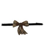 Gold-Tone Silk Rhinestone Bow Tie One Size Women