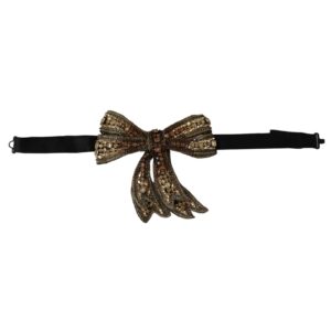 Gold-Tone Silk Rhinestone Bow Tie One Size Women