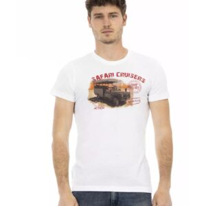 Short Sleeve T-shirt with Round Neck and Front Print L Men