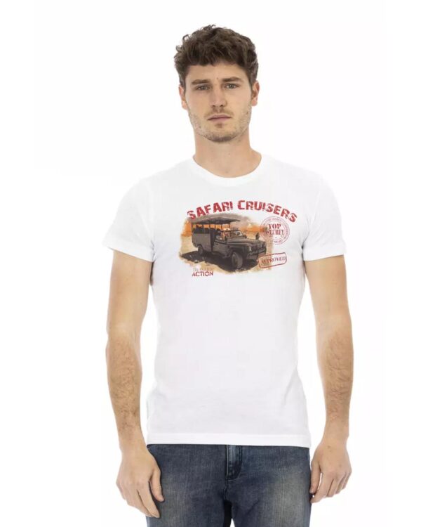 Short Sleeve T-shirt with Round Neck and Front Print L Men